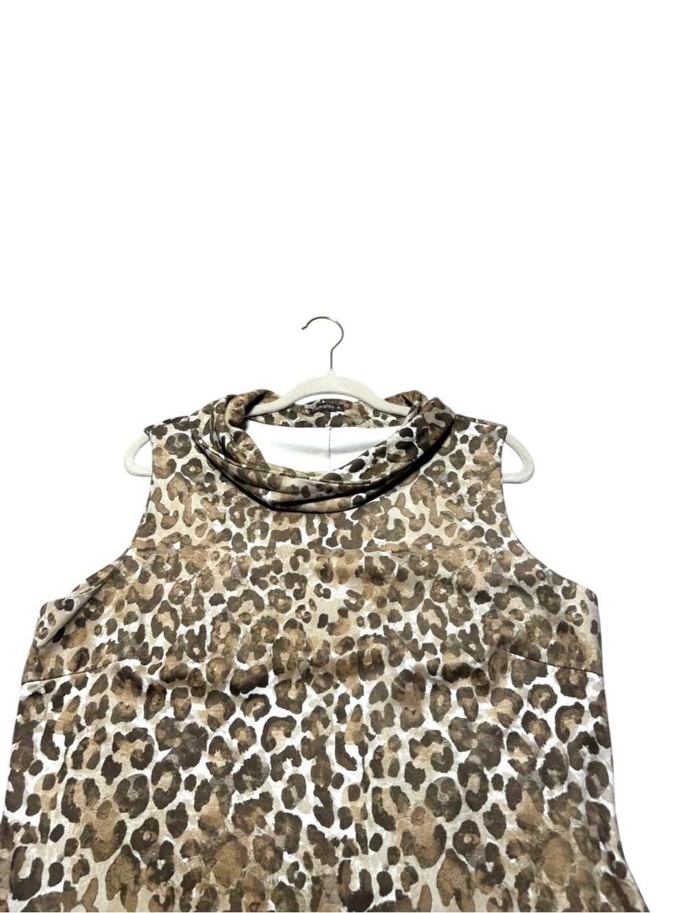J. McLaughlin Women’s XL Soft Leopard Print Dress Knee Length Velour Brown Tan - Picture 4 of 9
